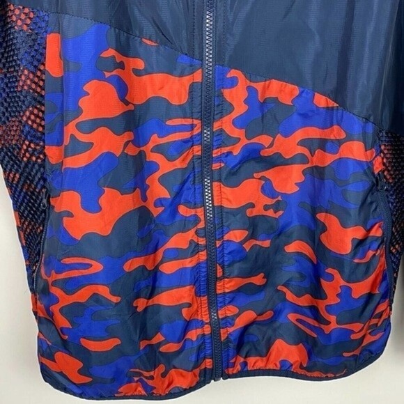 Rusell Windbreaker Mens Jacket Small Blue Camouflage Full Zip Up Lightweight - Picture 4 of 10